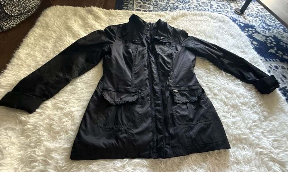 White House Black Market Quilted‎ Utility Jacket Black Size S
